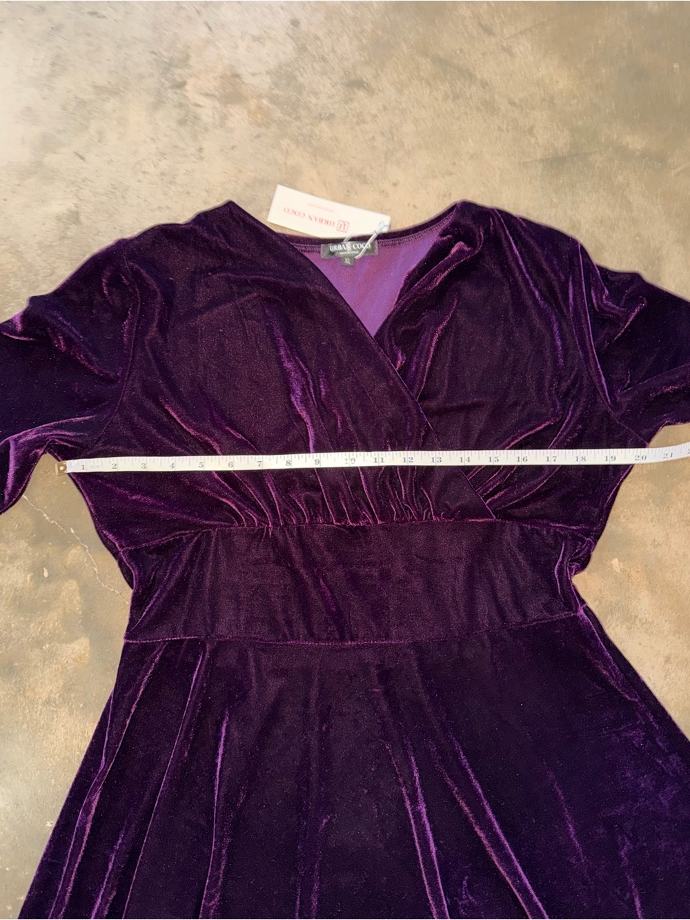 Urban CoCo XL Purple Velvet Maxi Dress Long Sleeve Wrap Holiday Formal NWT Glam - Picture 7 of 12